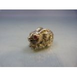 Silver figure of a Rabbit with Ruby eyes marked Sterling to base