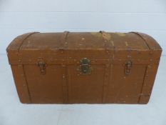 Metal bound domed top trunk
