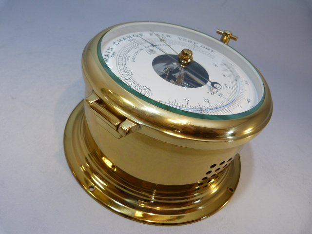 Brass 'Schatz' Ships clock with open dial. - Image 5 of 5