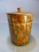 Unusual early Stoneware Tea Caddy / Tobacco Jar with impressed marks to base. M G. Inner Tamper