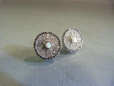 Pair of silver CZ and Opal set earrings
