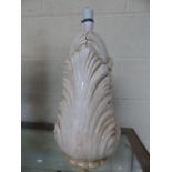 Bassano pottery lamp base stylised as feathers - stamped to bottom.