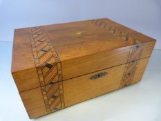 Mid 19th Century Tunbridge Ware style sewing box. Insides in almost perfect condition bar 1 lid