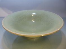 Large Chinese bowl with a Celedon glaze