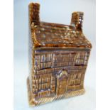 Brampton Pottery - Salt Glaze brick cottage c.1860 modelled as a Money box.