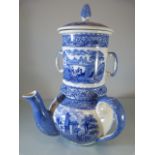 Cauldon Ltd - Brown Westhead Moore & Co 'Blue Moore' infuser Teapot. With Cover, strainer and