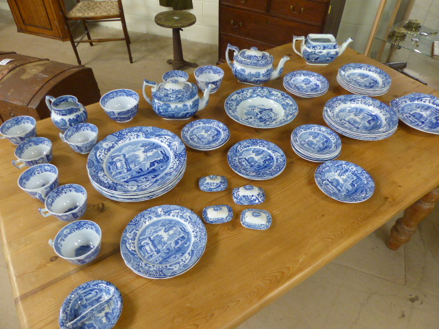 Large collection of Blue and White Italian Spode China - to include teapot and plates etc