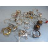 Collection of silver rings and other pieces - approx weight - 67.3g (Some not marked silver)
