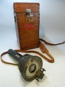 RNLI: A hand held Ship's Compass in wooden case with leather handle by Saura