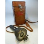 RNLI: A hand held Ship's Compass in wooden case with leather handle by Saura