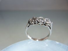 18ct White Gold three stone Diamond ring of approx 85 points (size K.5)