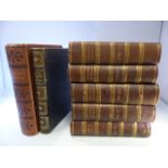 Antiquarian books - To include Scotts Novels Vol I-V. Calf leather spine with Gilt writing and