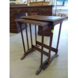 Tall mahogany inlaid nest of two tables in the Chippendale manner