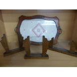 Three Art deco oak photo frames and a tray