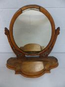 Oval Rosewood mirror with small lidded central compartment