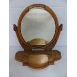 Oval Rosewood mirror with small lidded central compartment