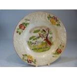 Staffordshire creamware nursery plate decorated in Pratt Enamel colours. Middle of plate depicting