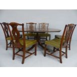 Mahogany breakfast table on Quattro base with metal castor feet in the form of lions feet along with
