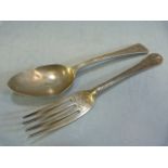 SILVER: H J Lias & Son (Henry John Lias & Henry John Lias) Silver spoon & fork, London 1869, heavily