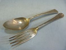 SILVER: H J Lias & Son (Henry John Lias & Henry John Lias) Silver spoon & fork, London 1869, heavily