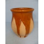 Oversized French Terracotta garden planter with a brown salt glaze dripping from Rim