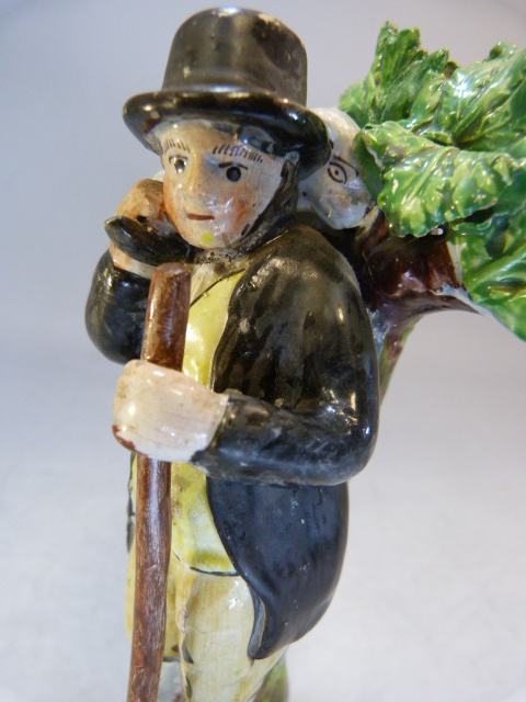 Staffordshire Pearlware figure of a Shepherd, possibly Walton. C.1800 - 1820. The man decorated in - Image 12 of 17