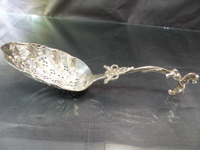 Dutch hallmarked silver sifter Stamped with lion to back and 2 under. The unusual spoon with rearing - Image 9 of 11