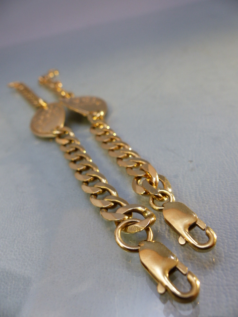 Two 9ct Gold medical bracelets Hallmarked to tags and clasps with curb link chains (total weight - Image 4 of 4