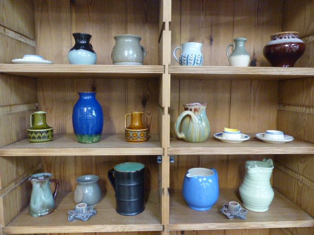 Collection of Studio pottery Jugs and Tankards - to include names such as Dicker, Glenny etc