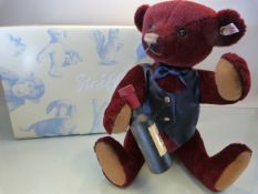 Steiff Teddy Sommelier 37 Alpaca Bordeaux with original box and packaging