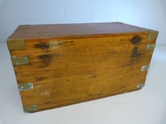 Antique trunk of square form with metal banding