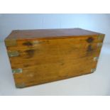 Antique trunk of square form with metal banding