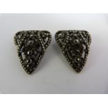 Pair of Silver Marcasite dress clips approx 27.4mm long x 23mm across