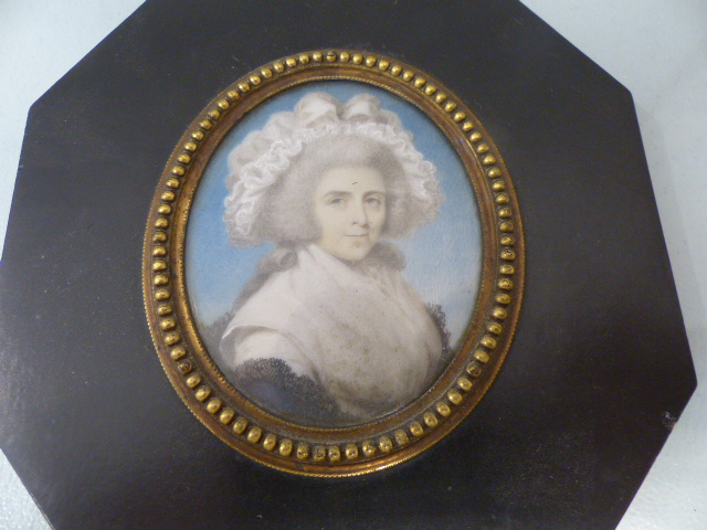 Late 18th Century miniature on ivory panel - Named Mrs Abbott to back. - Image 2 of 3