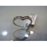 Modern 9K hallmarked wishbone ring in White Gold set with white diamond chips. - Boxed