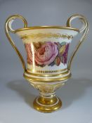 Late 19th Century Campana - shaped vase in the Royal Worcester style. Gilded marks to base JC