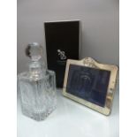 RACING - A Derek Burridge of London hallmarked Silver photo frame with silver horse finial to top.