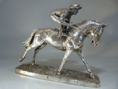 Hallmarked silver Race horse trophy - D. Geenty resin with silver overlay. By Camelot Silverware