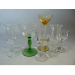 Georgian and Victorian drinking glasses - to include an Amber bowled and footed small drinking glass