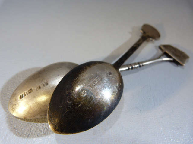 Collection of silver items to include a salt two silver spoons and a Brandy & Whisky decanter - Image 9 of 9