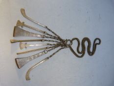 Indonesian white metal necklace - Opium/ Nut tool necklace. Necklace containing eight tools