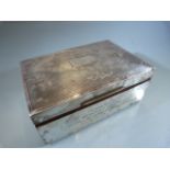 Silver cigarette box lined with cedar Birmingham 1962 by Poston Products Ltd total weight 382g (