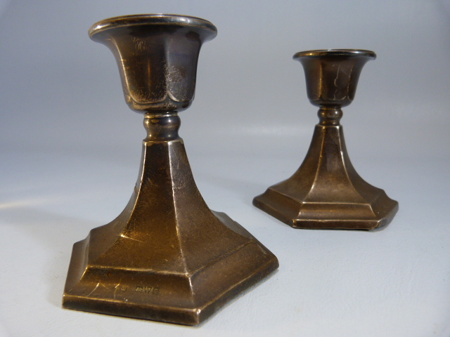 Candlestick with hallmarked silver - Chester possibly Clark & Sewell of hexagonal form. - Image 2 of 6