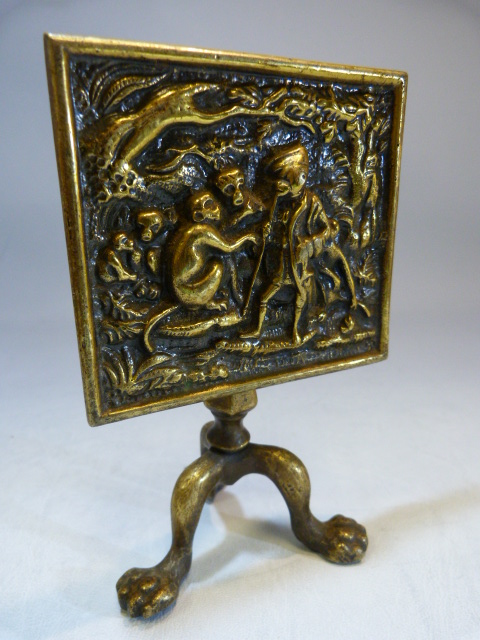 Novelty table piece - Miniature brass tilt table on claw and ball feet. Along with a stained pine - Image 5 of 9
