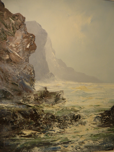 Oil on Canvas - Signature indistinct depicting a 'Wild' sea scape. - Image 4 of 8