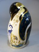 Royal Crown Derby - Emperor Penguin with chick. Gold Stopper to base