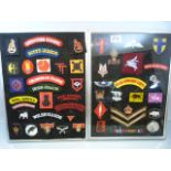 Over 30 cloth military insignia items for various regiments