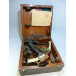 Henry Hughes & Son Reflecting sextant in original mahogany fitted case. Plaque to handle of