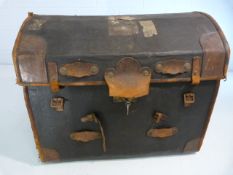 Large dome topped leather trunk with inner tray