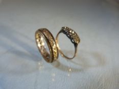 2 x Dress Rings: (1) 9ct Gold ET Ring set with Synthetic Spinel stones, size ‘P½‘ UK, ‘7¾‘ USA. (